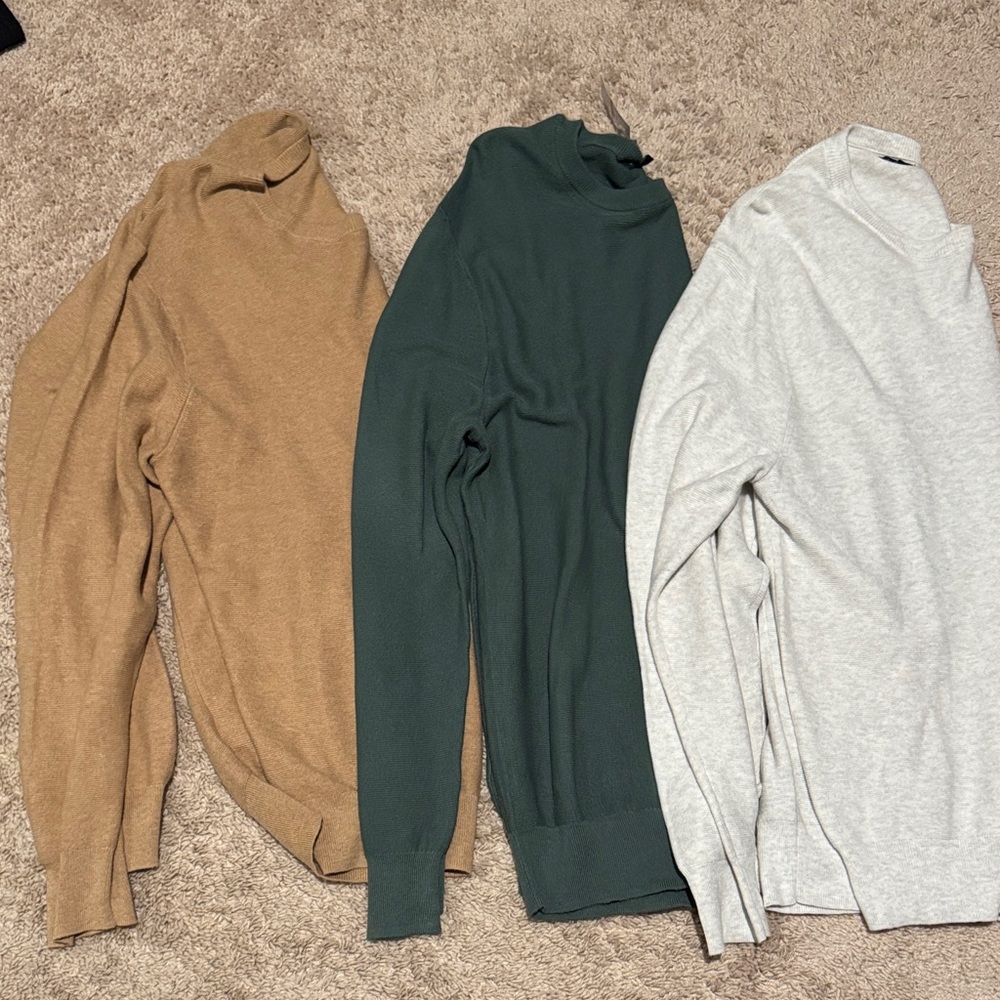 Men's Sweater Set - Tan, Green, and Gray